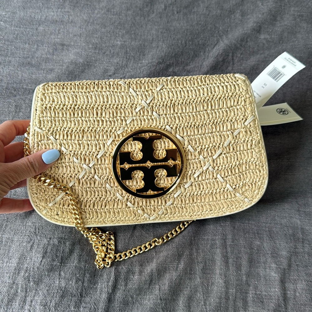 NWT Tory Burch Reva Rattan Bag